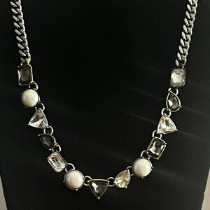 Lia Sophia Empire Necklace with Silver, Black and Pearl Stones